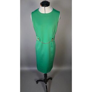 NWT Halston Women's Sleeveless Crew Neck Solid Sheath Dress